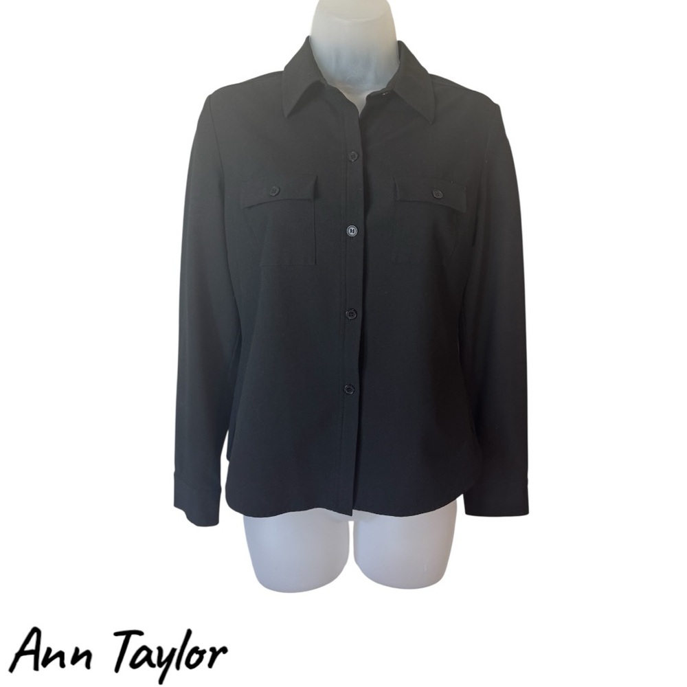 ANN TAYLOR BLACK BUTTON FRONT TOP w/STRETCH SIZE: 2 #4